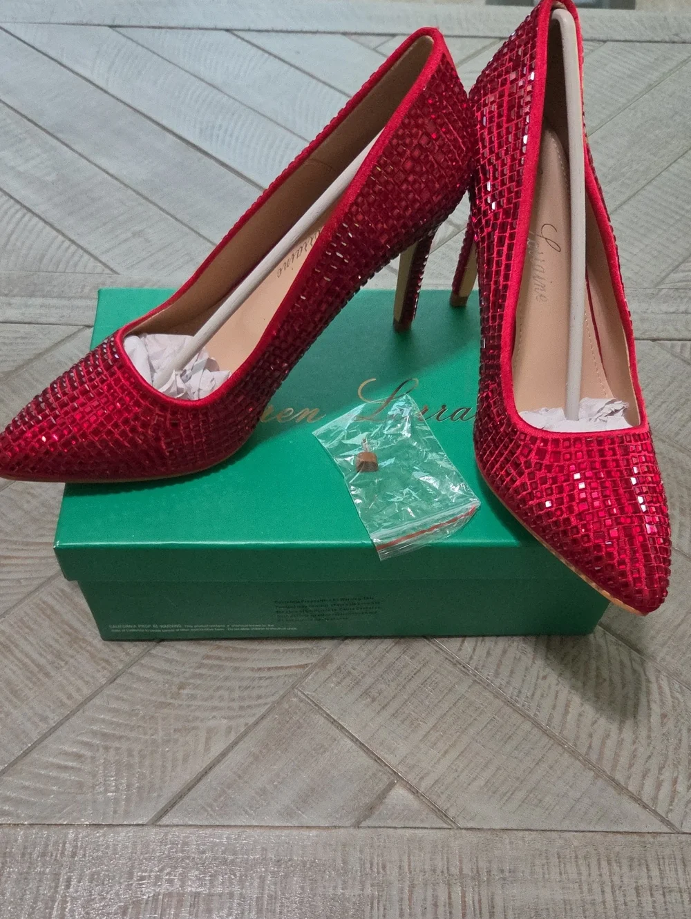 Lauren Lorraine Red Sequin Pointed-Toe Stiletto Heels